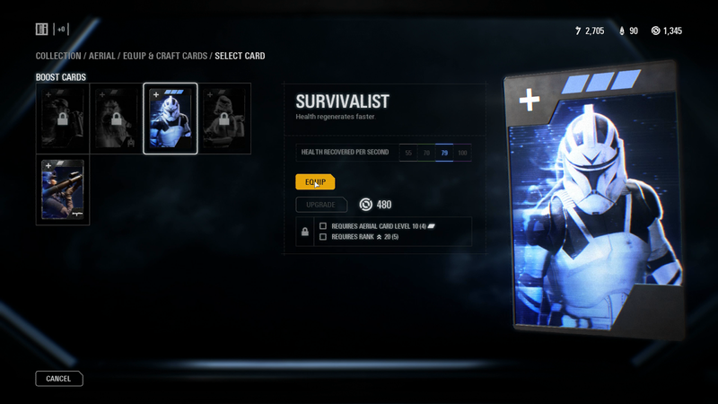 A rare card I received from loot boxes. While I can’t craft blue cards, I could still equip this one.